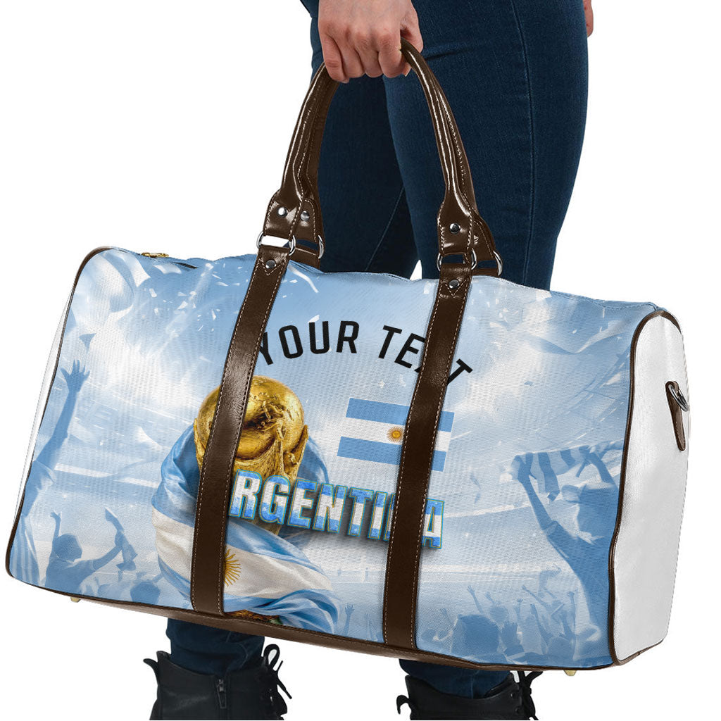 Personalized Argentina Football Champion Trophy Travel Bag Flag Soccer Fan Graphic