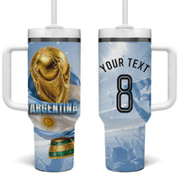Personalized Argentina Football Champion Trophy Tumbler With Handle Flag Soccer Fan Graphic