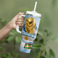 Personalized Argentina Football Champion Trophy Tumbler With Handle Flag Soccer Fan Graphic