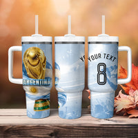 Personalized Argentina Football Champion Trophy Tumbler With Handle Flag Soccer Fan Graphic