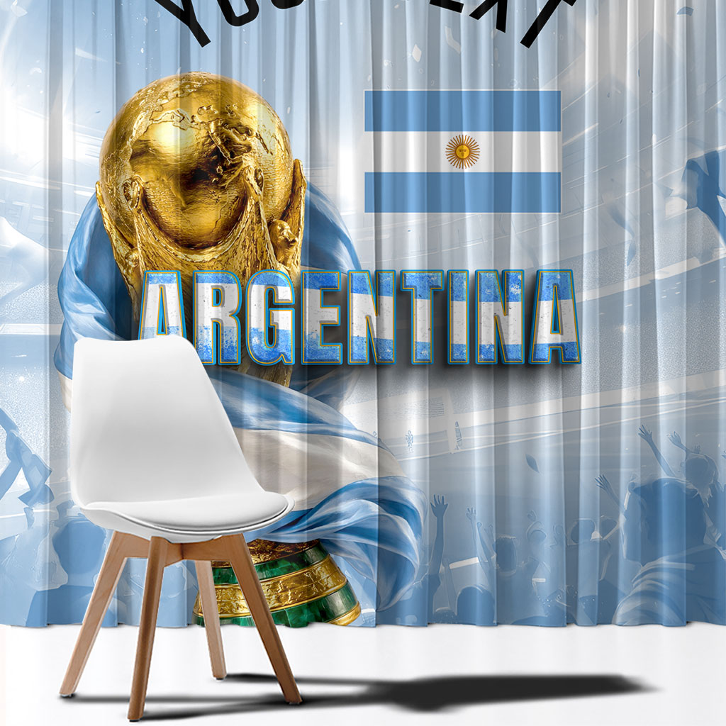 Personalized Argentina Football Champion Trophy Window Curtain Flag Soccer Fan Graphic
