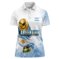 Personalized Argentina Football Champion Trophy Women Polo Shirt Flag Soccer Fan Graphic