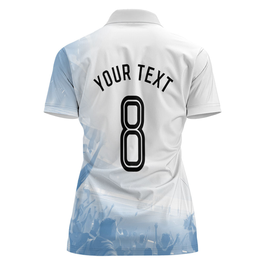 Personalized Argentina Football Champion Trophy Women Polo Shirt Flag Soccer Fan Graphic