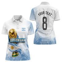 Personalized Argentina Football Champion Trophy Women Polo Shirt Flag Soccer Fan Graphic