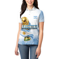 Personalized Argentina Football Champion Trophy Women Polo Shirt Flag Soccer Fan Graphic