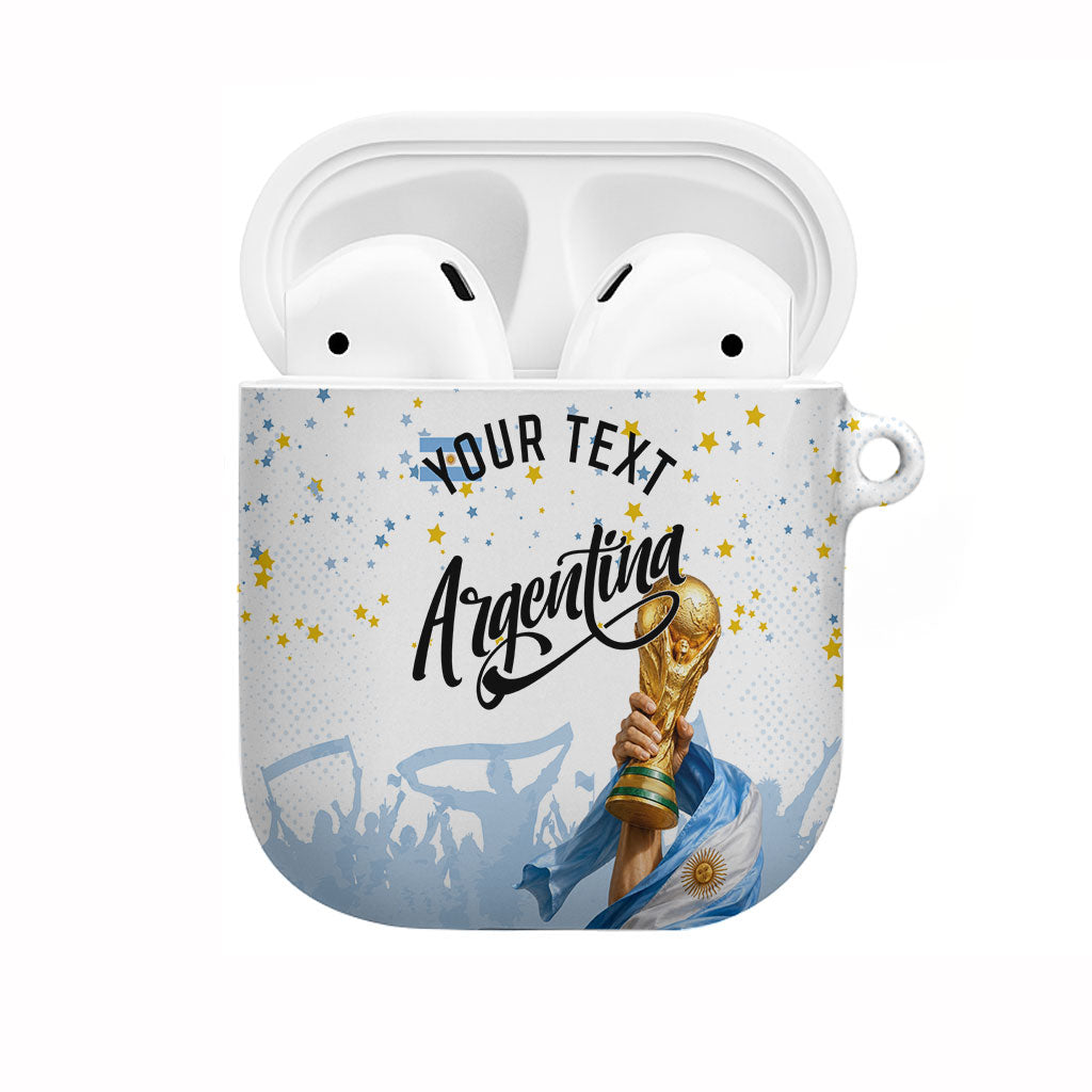 Personalized Argentina Football AirPods Case Soccer Trophy Celebration Flag Graphic