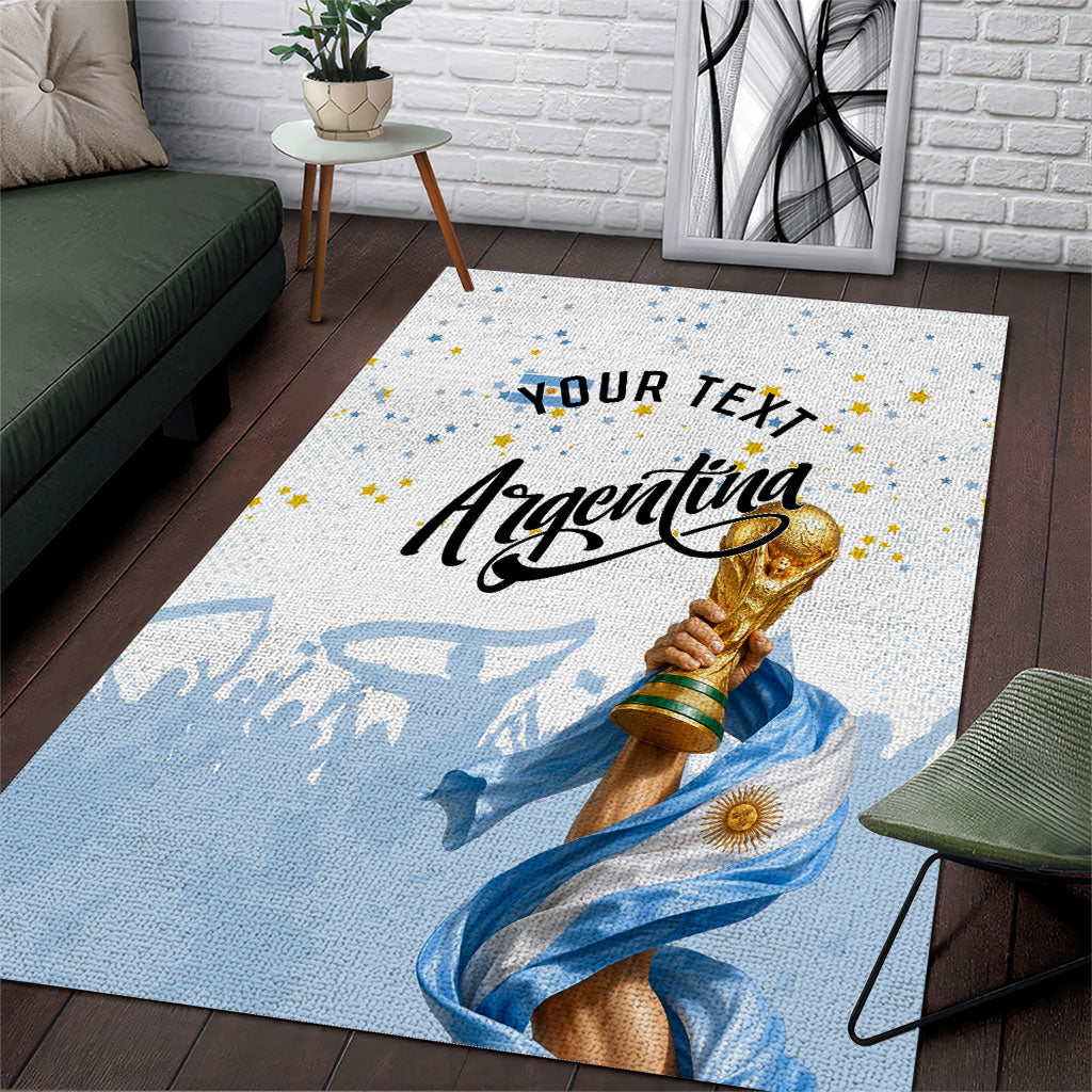 Personalized Argentina Football Area Rug Soccer Trophy Celebration Flag Graphic