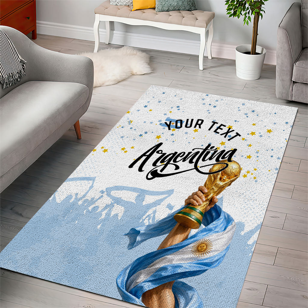 Personalized Argentina Football Area Rug Soccer Trophy Celebration Flag Graphic