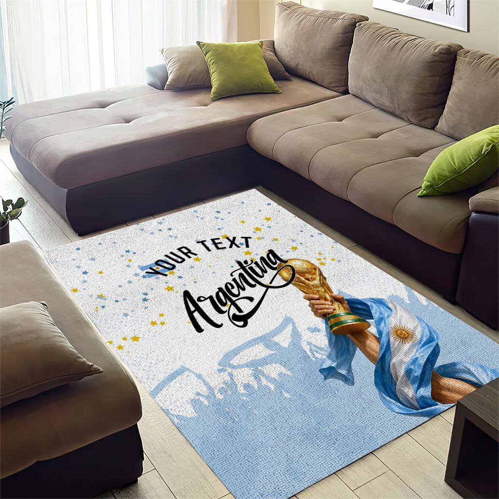 Personalized Argentina Football Area Rug Soccer Trophy Celebration Flag Graphic