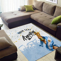 Personalized Argentina Football Area Rug Soccer Trophy Celebration Flag Graphic