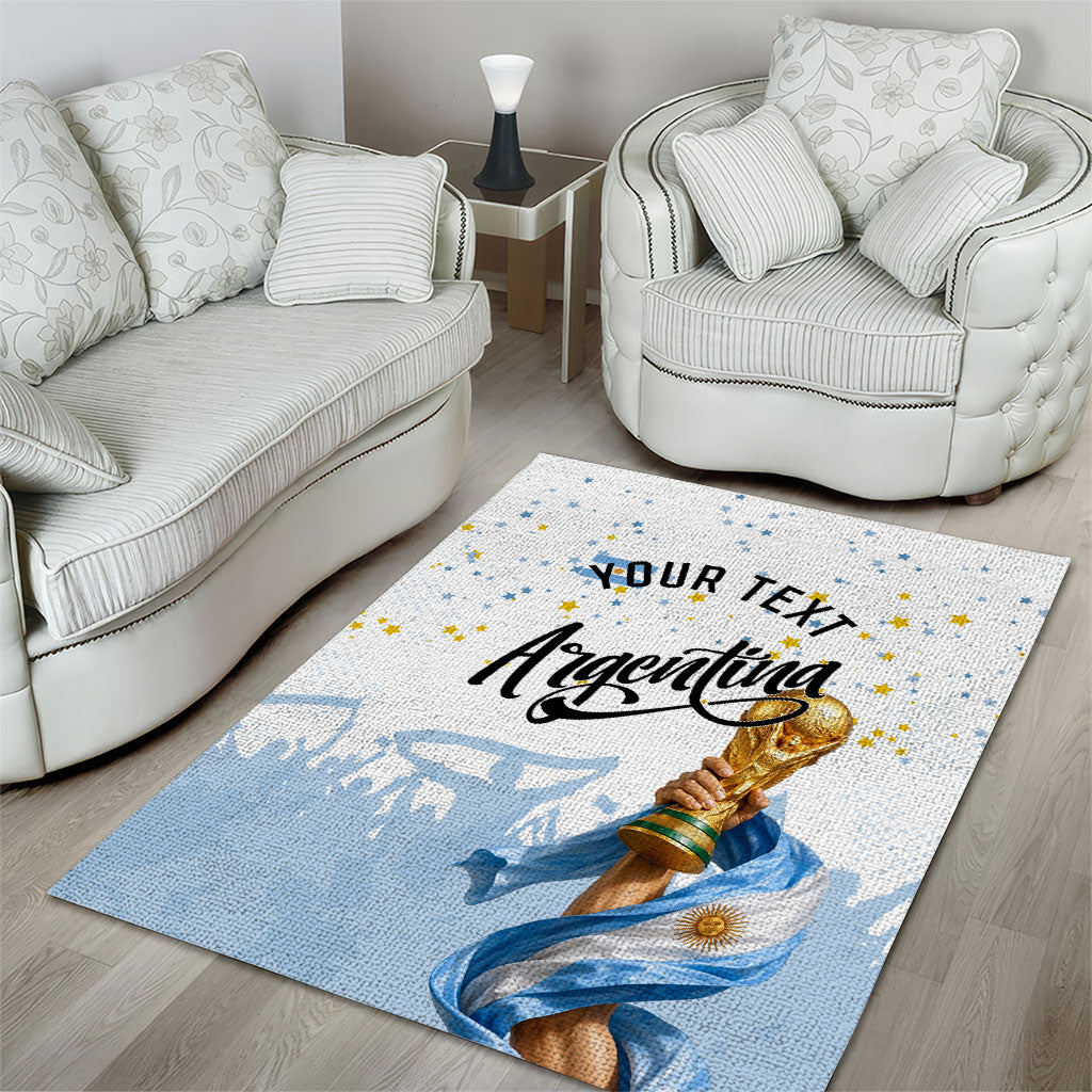 Personalized Argentina Football Area Rug Soccer Trophy Celebration Flag Graphic