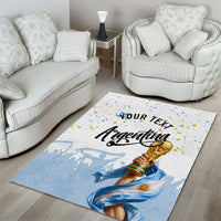 Personalized Argentina Football Area Rug Soccer Trophy Celebration Flag Graphic
