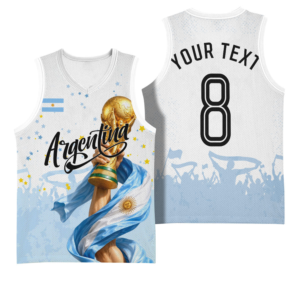 Personalized Argentina Football Basketball Jersey Soccer Trophy Celebration Flag Graphic