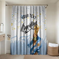 Personalized Argentina Football Bathroom Set Soccer Trophy Celebration Flag Graphic