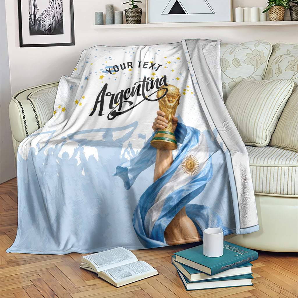 Personalized Argentina Football Blanket Soccer Trophy Celebration Flag Graphic
