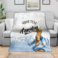 Personalized Argentina Football Blanket Soccer Trophy Celebration Flag Graphic