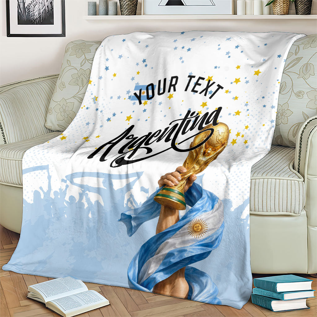 Personalized Argentina Football Blanket Soccer Trophy Celebration Flag Graphic