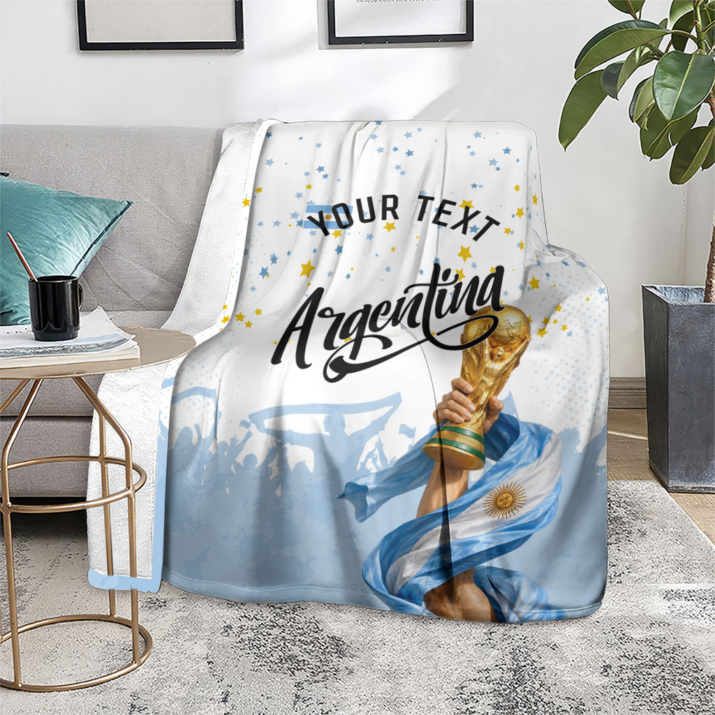 Personalized Argentina Football Blanket Soccer Trophy Celebration Flag Graphic