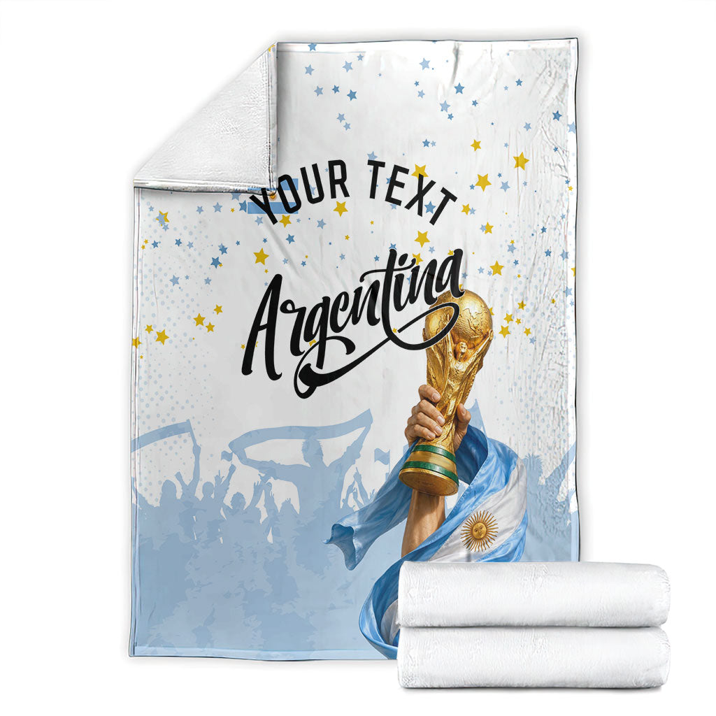 Personalized Argentina Football Blanket Soccer Trophy Celebration Flag Graphic