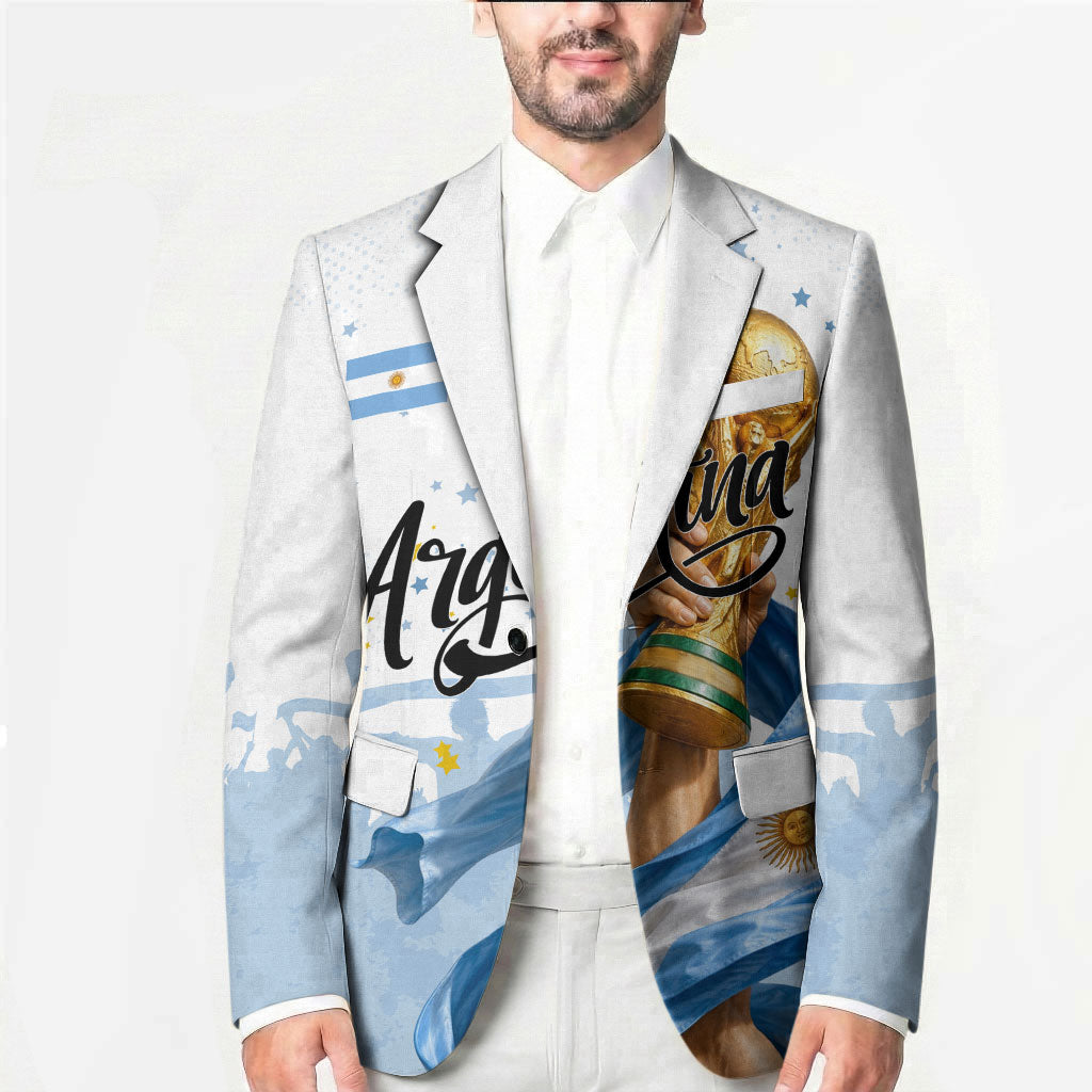 Personalized Argentina Football Blazer Soccer Trophy Celebration Flag Graphic