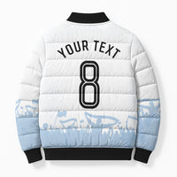 Personalized Argentina Football Bomber Puffer Jacket Soccer Trophy Celebration Flag Graphic