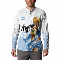 Personalized Argentina Football Button Sweatshirt Soccer Trophy Celebration Flag Graphic