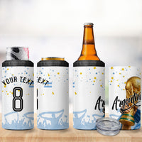 Personalized Argentina Football 4 in 1 Can Cooler Tumbler Soccer Trophy Celebration Flag Graphic