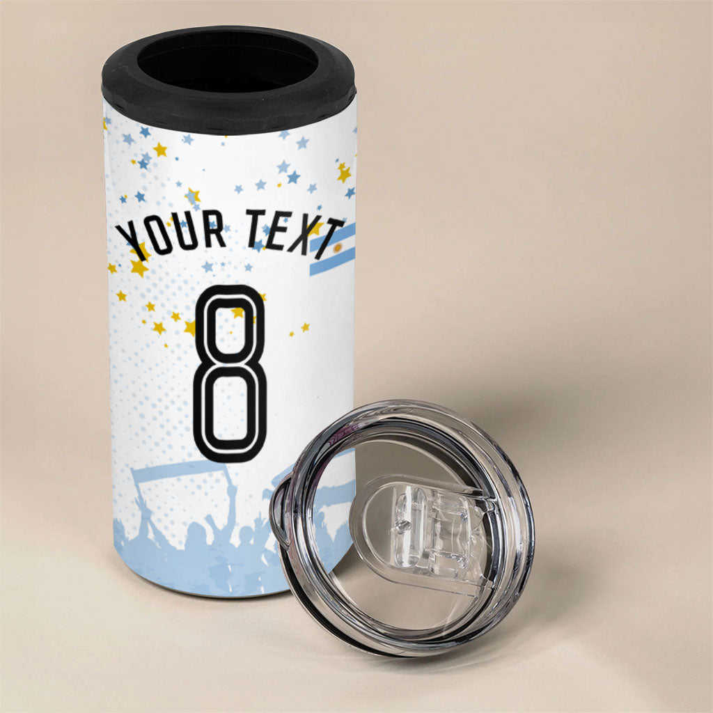 Personalized Argentina Football 4 in 1 Can Cooler Tumbler Soccer Trophy Celebration Flag Graphic
