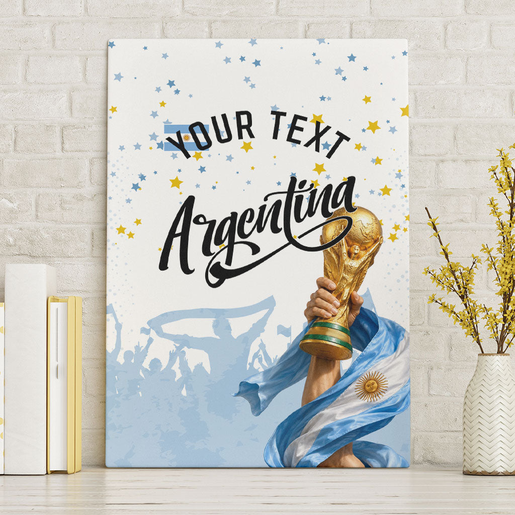 Personalized Argentina Football Canvas Wall Art Soccer Trophy Celebration Flag Graphic