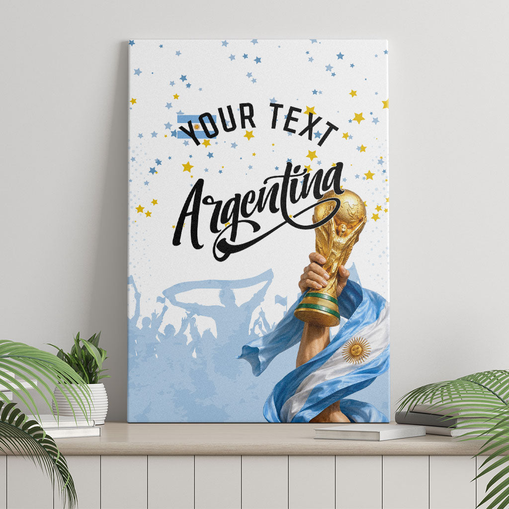 Personalized Argentina Football Canvas Wall Art Soccer Trophy Celebration Flag Graphic