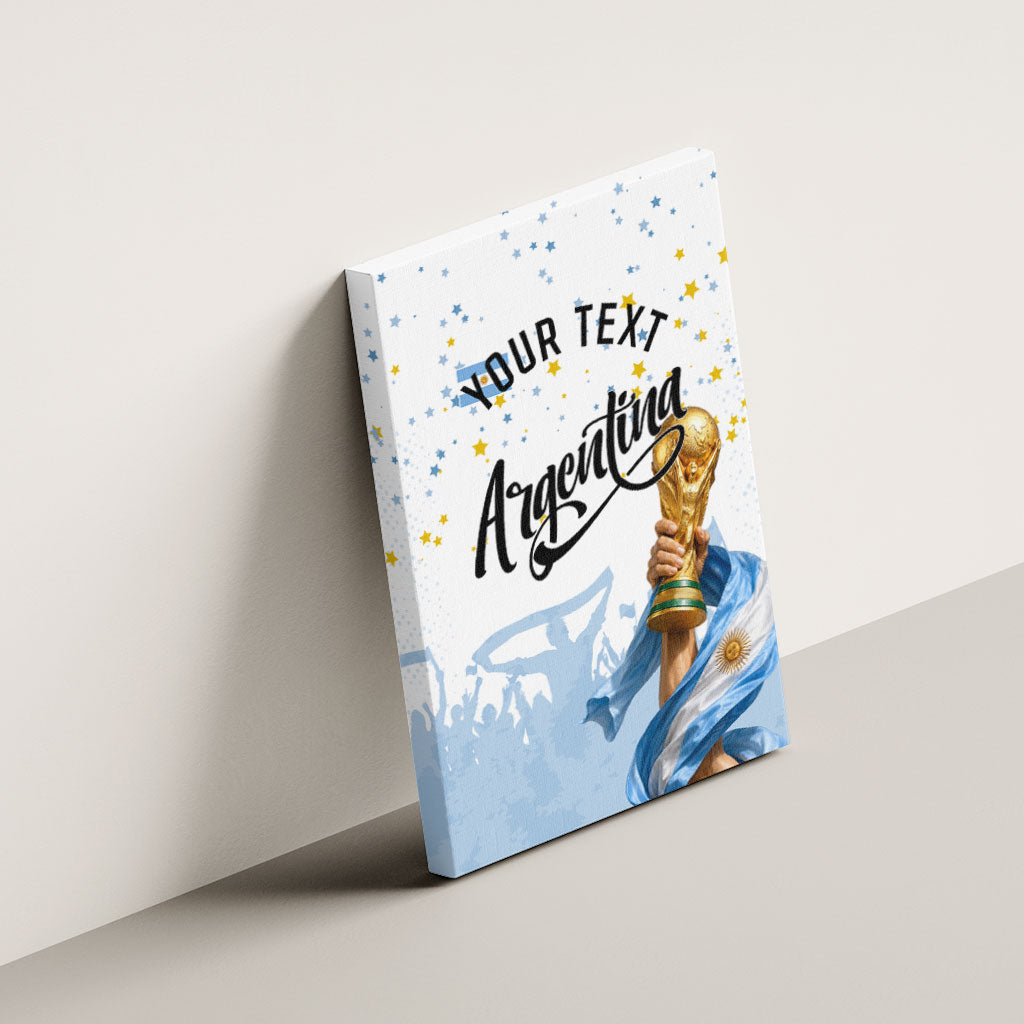 Personalized Argentina Football Canvas Wall Art Soccer Trophy Celebration Flag Graphic