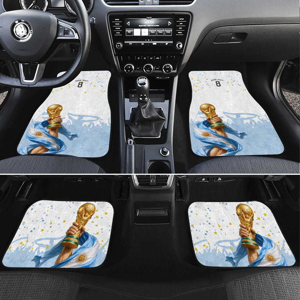 Personalized Argentina Football Car Mats Soccer Trophy Celebration Flag Graphic