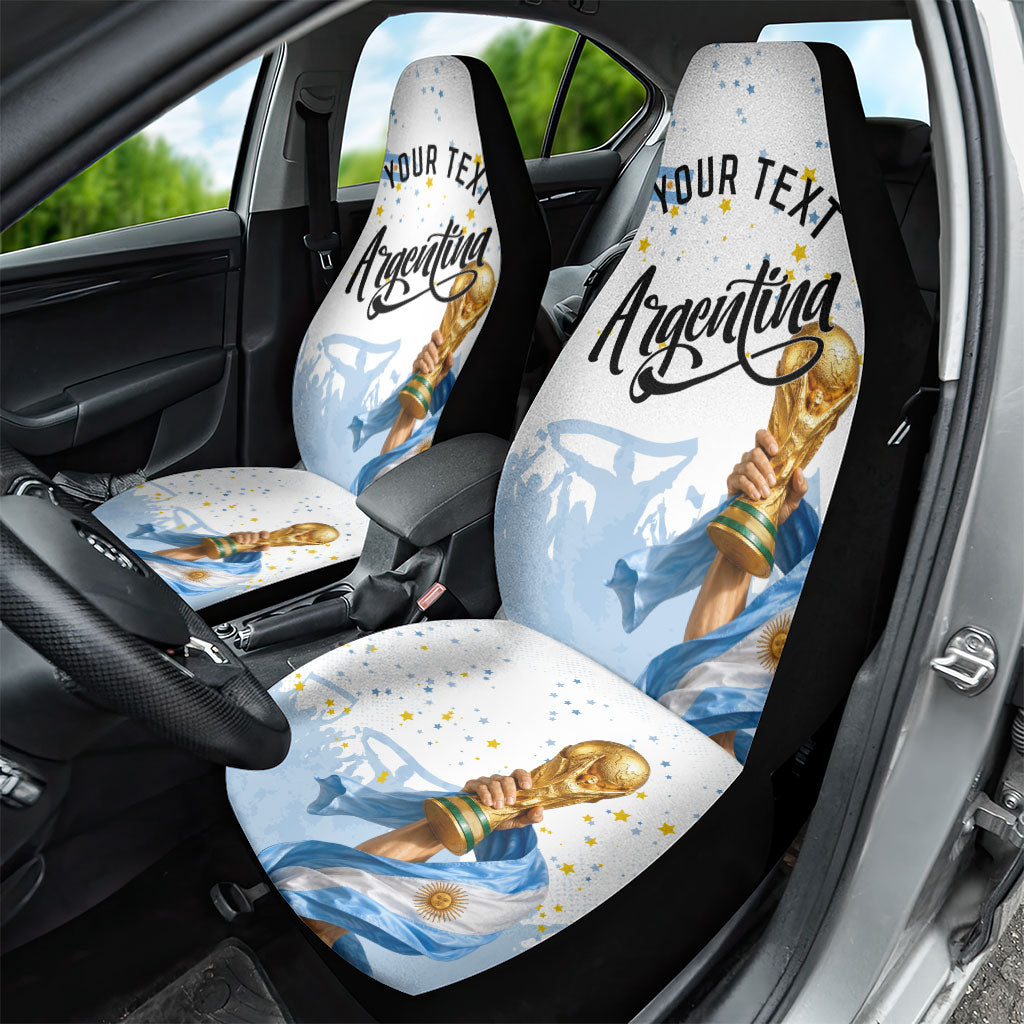 Personalized Argentina Football Car Seat Cover Soccer Trophy Celebration Flag Graphic