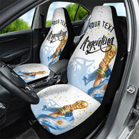 Personalized Argentina Football Car Seat Cover Soccer Trophy Celebration Flag Graphic