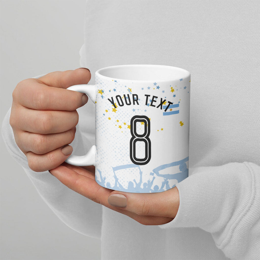 Personalized Argentina Football Ceramic Mug Soccer Trophy Celebration Flag Graphic