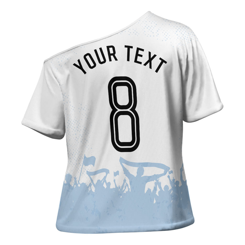 Personalized Argentina Football Cross Shoulder Shirt Soccer Trophy Celebration Flag Graphic