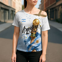 Personalized Argentina Football Cross Shoulder Shirt Soccer Trophy Celebration Flag Graphic