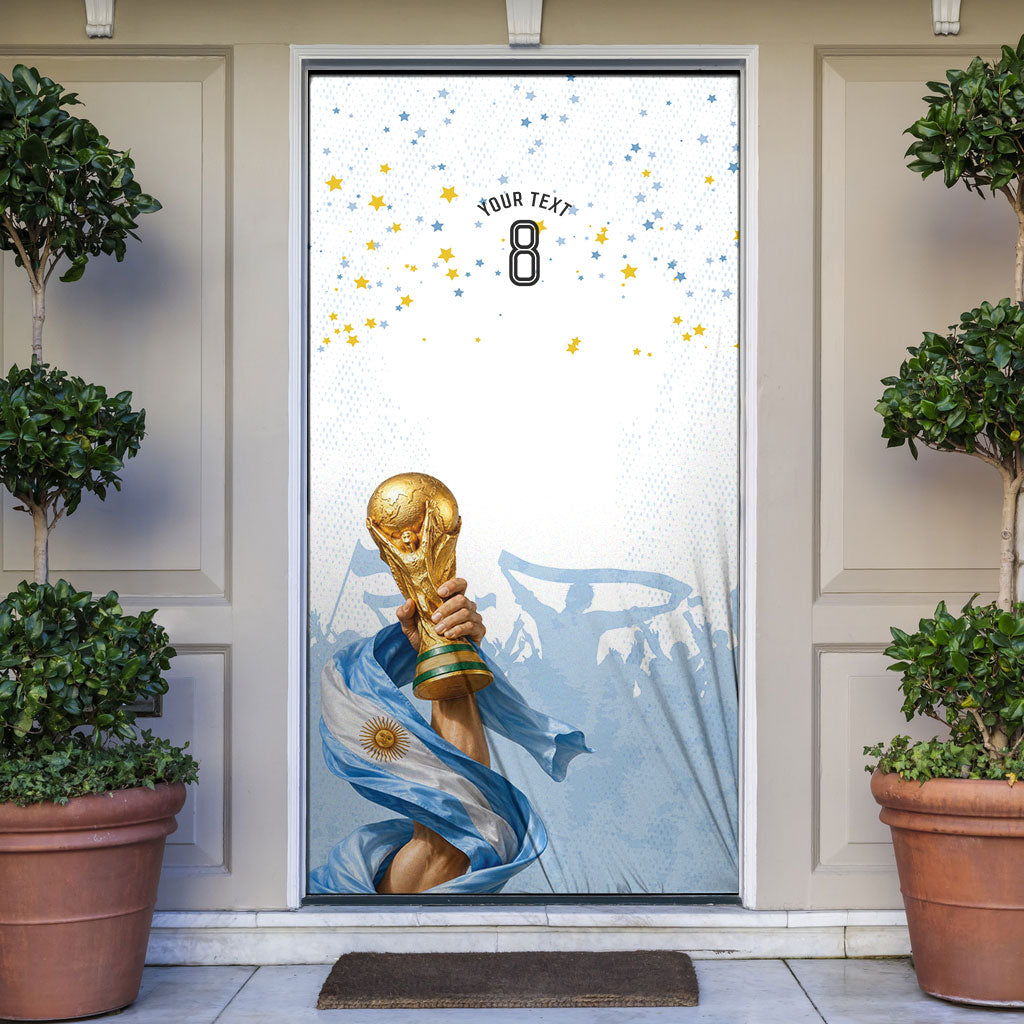 Personalized Argentina Football Door Cover Soccer Trophy Celebration Flag Graphic
