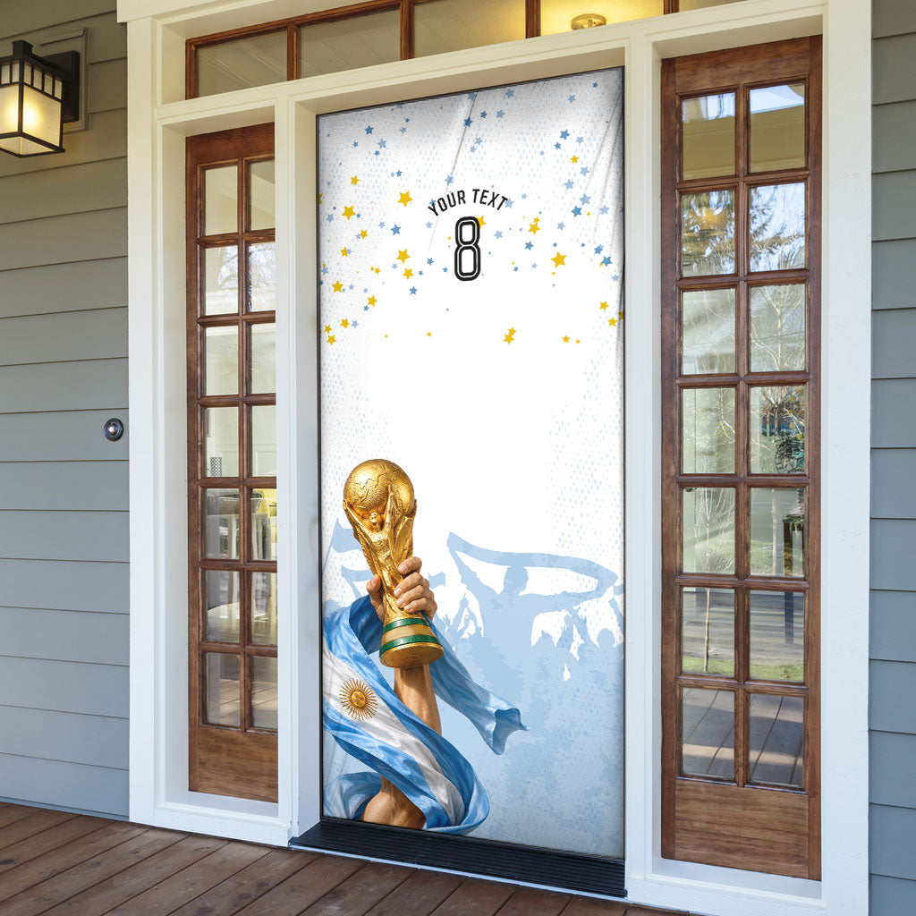 Personalized Argentina Football Door Cover Soccer Trophy Celebration Flag Graphic