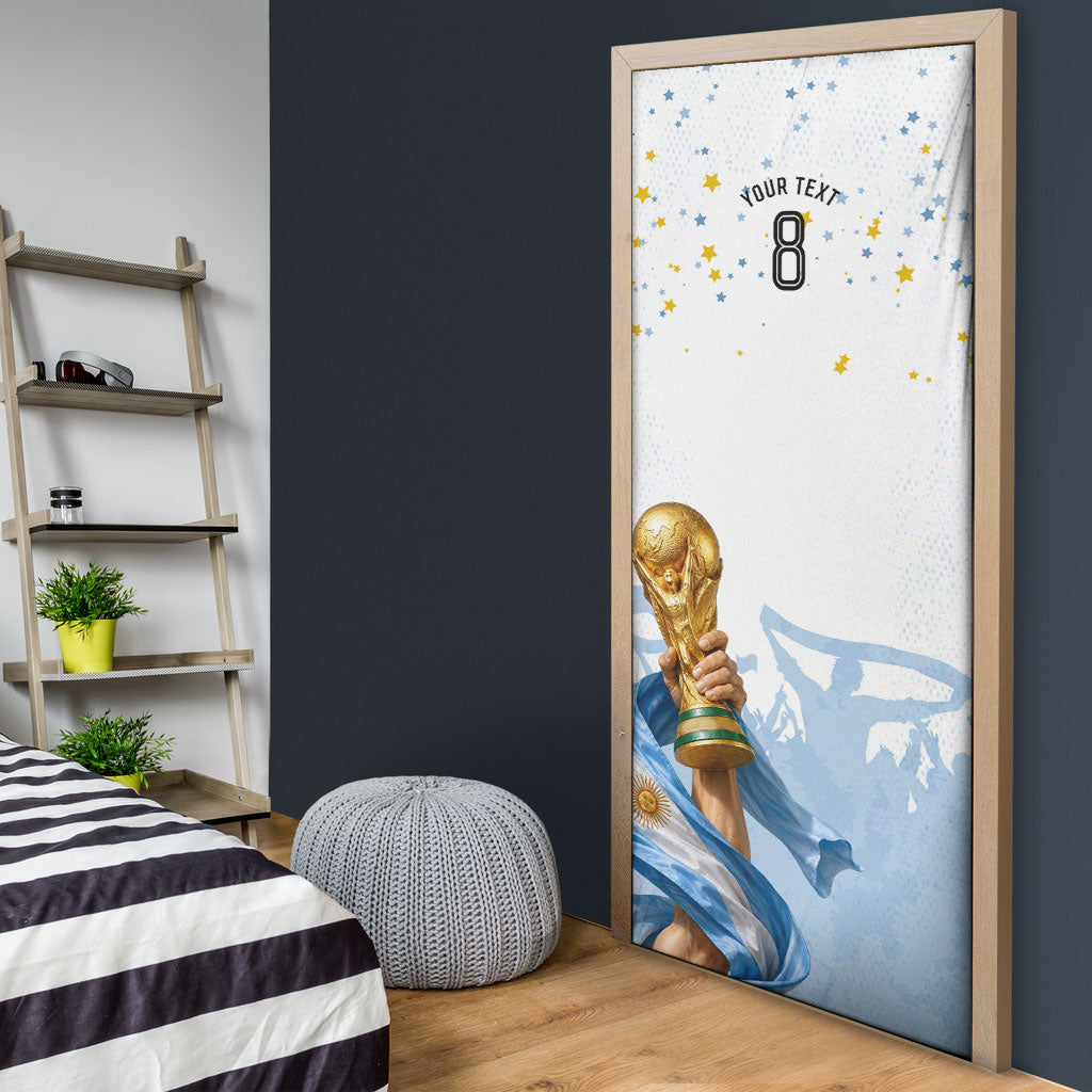 Personalized Argentina Football Door Cover Soccer Trophy Celebration Flag Graphic