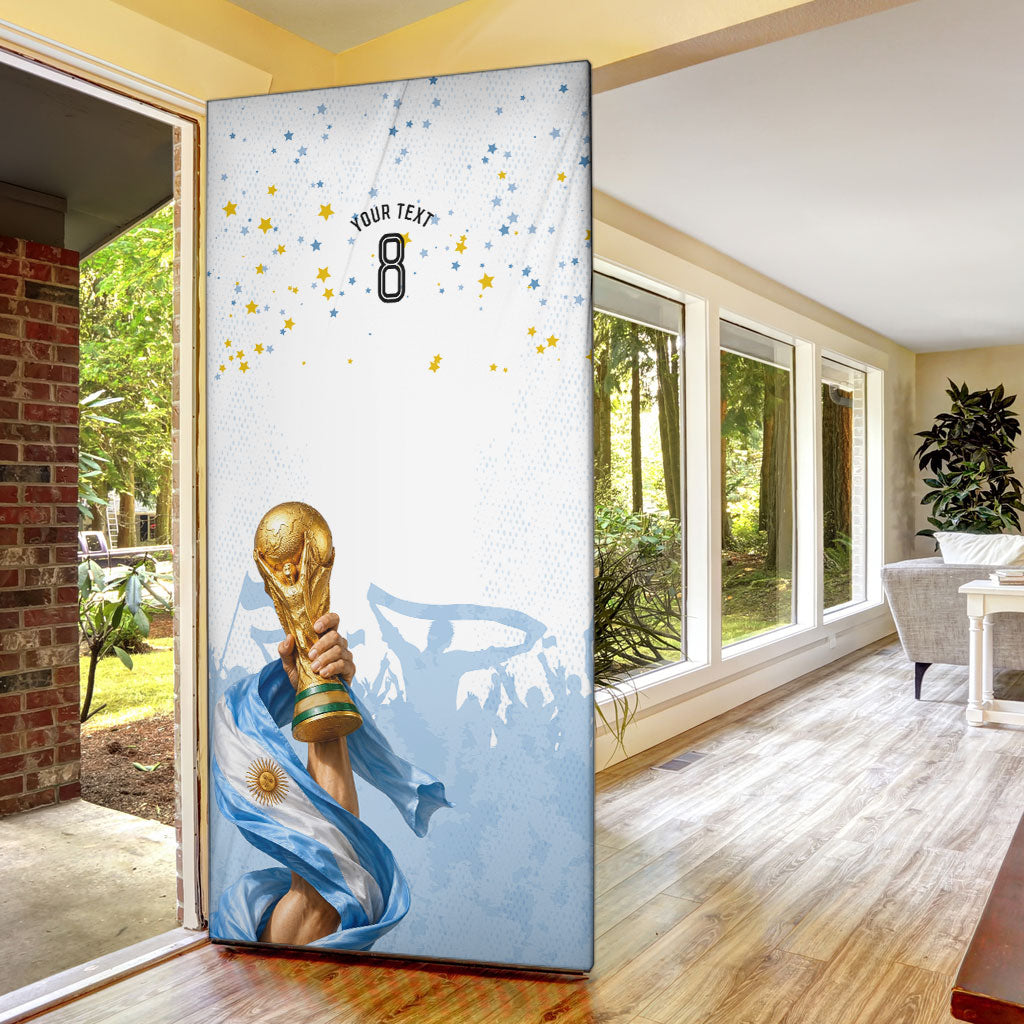 Personalized Argentina Football Door Cover Soccer Trophy Celebration Flag Graphic