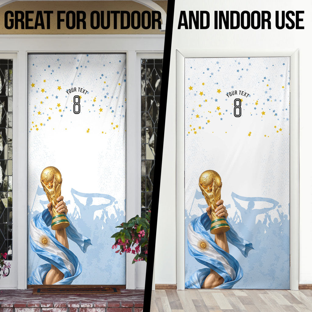 Personalized Argentina Football Door Cover Soccer Trophy Celebration Flag Graphic
