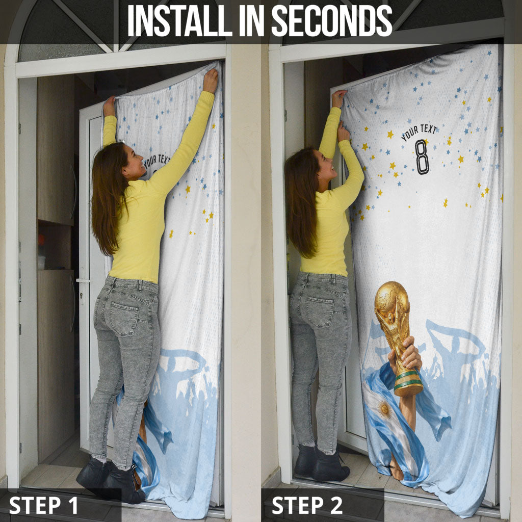 Personalized Argentina Football Door Cover Soccer Trophy Celebration Flag Graphic