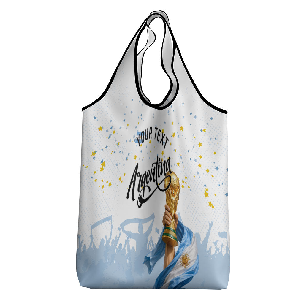 Personalized Argentina Football Grocery Bag Soccer Trophy Celebration Flag Graphic