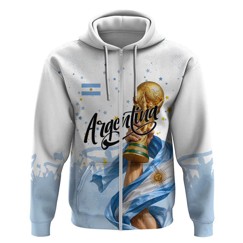 Personalized Argentina Football Hoodie Soccer Trophy Celebration Flag Graphic