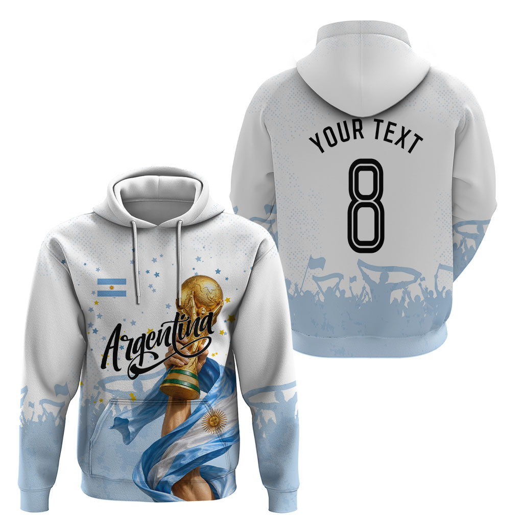 Personalized Argentina Football Hoodie Soccer Trophy Celebration Flag Graphic
