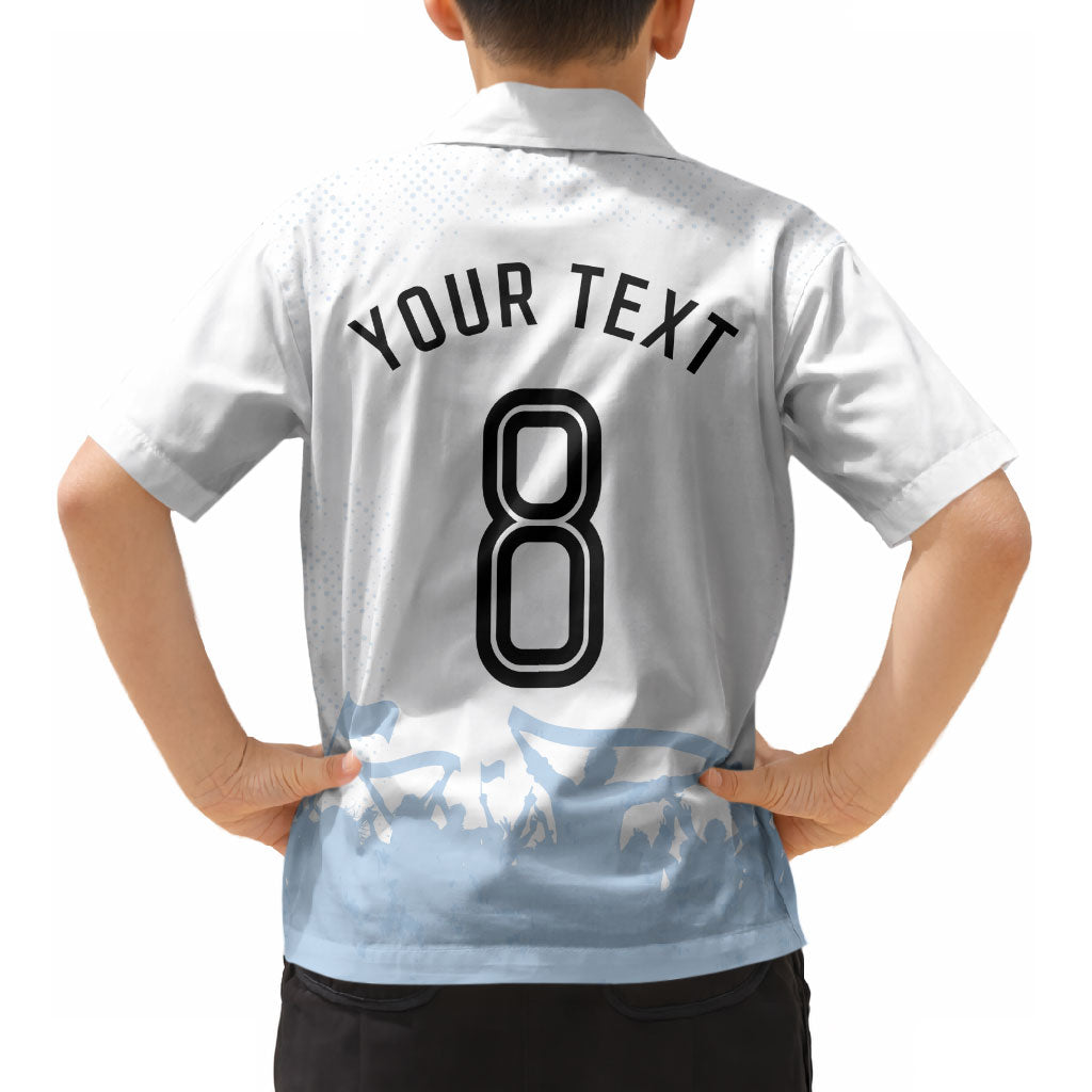 Personalized Argentina Football Kid Hawaiian Shirt Soccer Trophy Celebration Flag Graphic