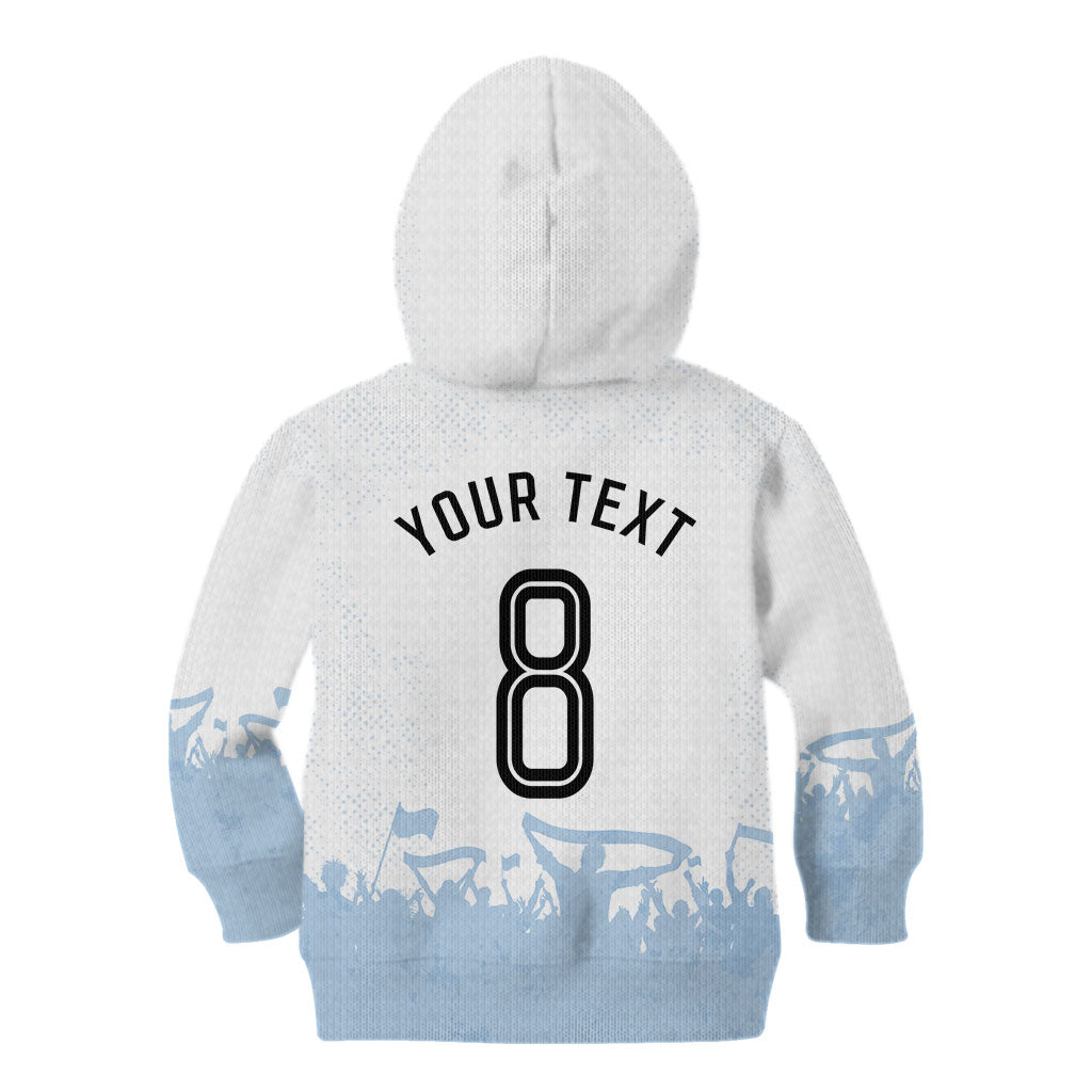 Personalized Argentina Football Kid Hoodie Soccer Trophy Celebration Flag Graphic