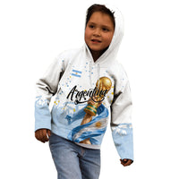 Personalized Argentina Football Kid Hoodie Soccer Trophy Celebration Flag Graphic