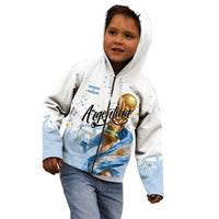 Personalized Argentina Football Kid Hoodie Soccer Trophy Celebration Flag Graphic